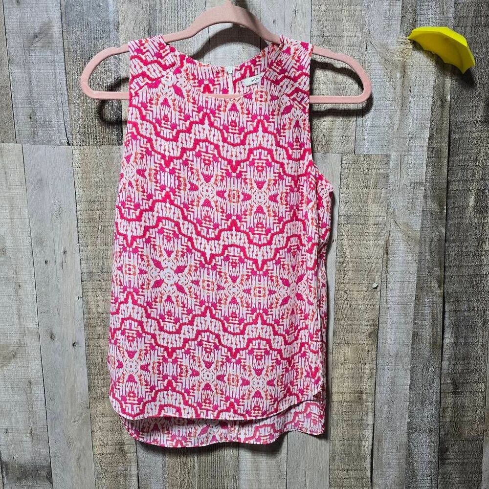 Alice Hope Pink All Over Print Dressy Tank Top XS Preppy Office Career Multiwear